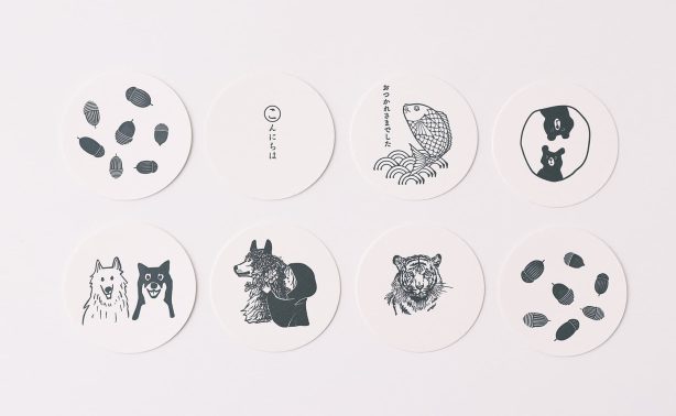 活版の押しが効いた和モダンなイラストが可愛くておしゃれな丸型コースター