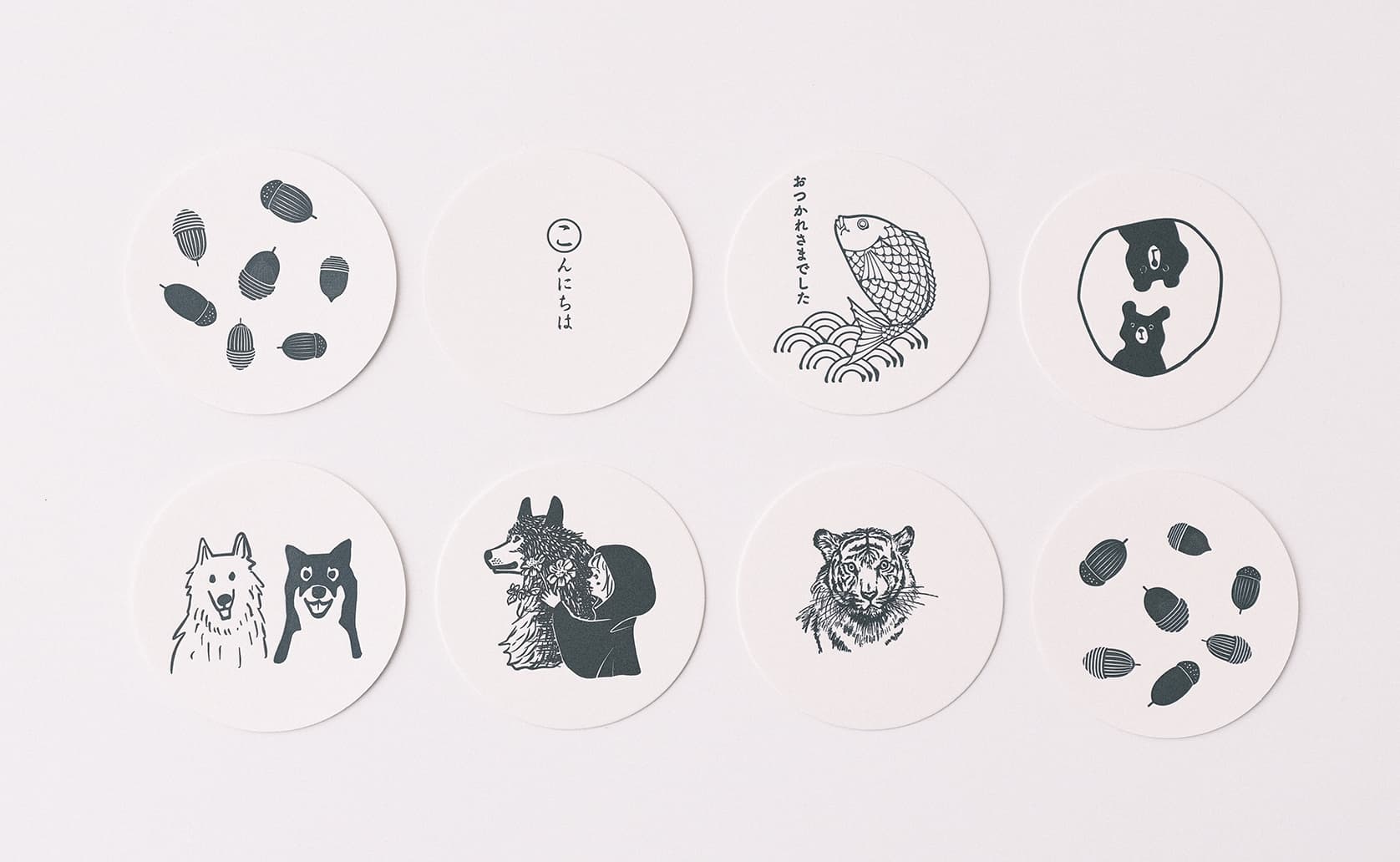 活版の押しが効いた和モダンなイラストが可愛くておしゃれな丸型コースター